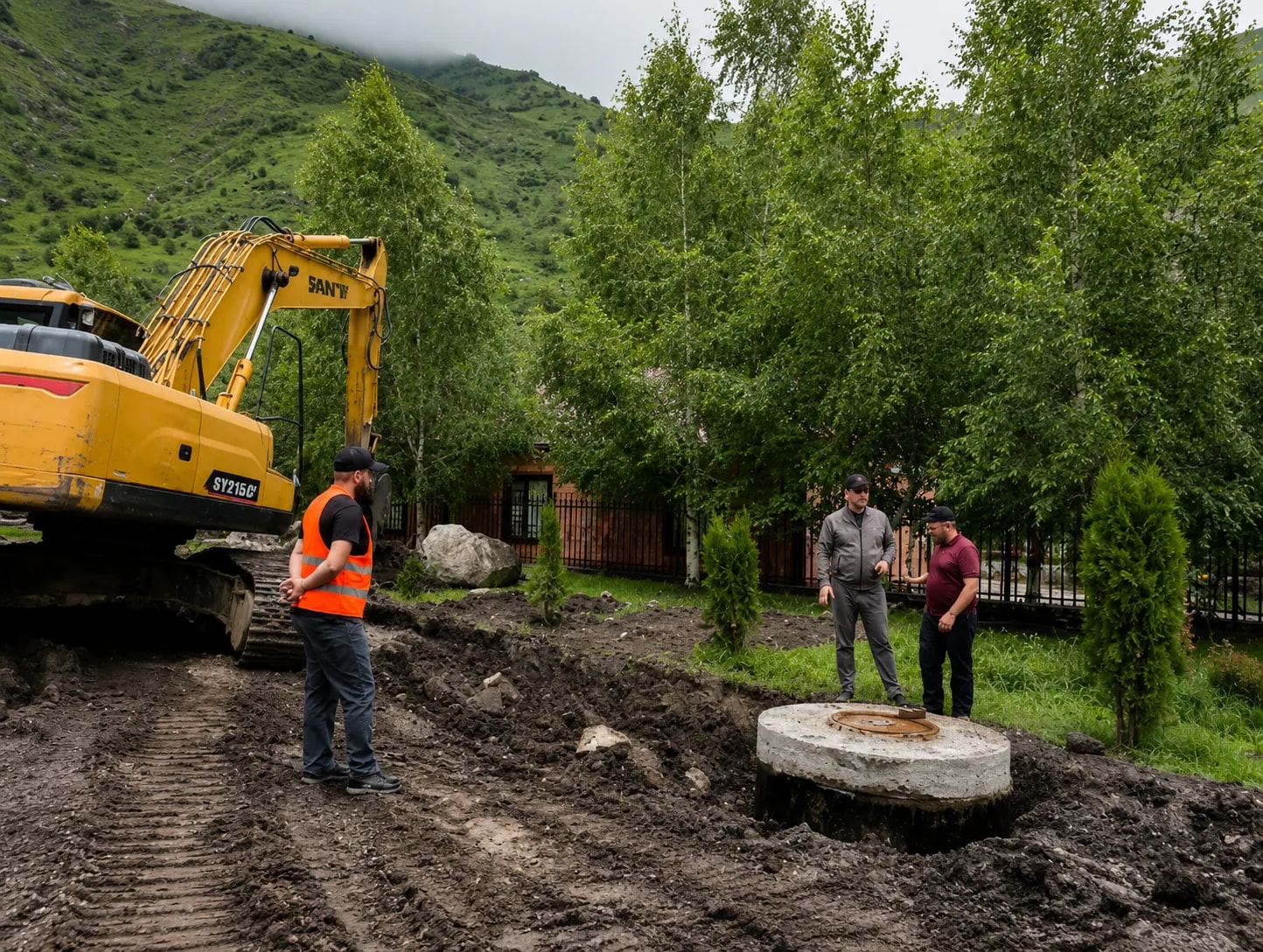 В селе Химой Шаройского района начали строить централизованную систему водоотведения